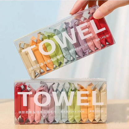 14Pcs/Box Disposable Face Towel - Cleaning Quick Drying Pure Cotton Non-Woven Fabric Towel