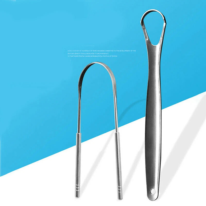 2Pcs Tongue Scraper Stainless Steel Tongue Cleaner Oral Care Hygiene Scraper Dental Oral Care Hygiene Health Care Tool
